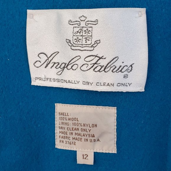 Vintage 80s Central Park Blue Wool Long Box Coat Women's 12 Lined Deep Pockets - Picture 5 of 12